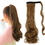 One Piece Ponytail Hair Extensions Clip in Wrap Around on Pony Tail 125G Thick Real Natural Synthetic Fibre Ponytail Hairstyle Hairpiece for Women Curly 24 inch light brown