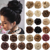 S-noilite Hair Bun Extensions Messy Wavy Curly Dish Donut Scrunchie Hairpiece Accessories Chignons Updo Ponytail Pony Tail Synthetic Hair Extension for Women/80G 2 Count Sandy Brown & Bleach Blonde
