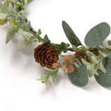 Folora Adjustable Flower Headband Natural Pine Cone Hair Wreath Floral Garland Crown Headpiece with Ribbon for Wedding Ceremony Party Festival (190711O)