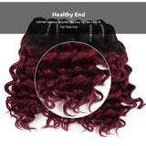 FASHION LINE 4 Bundles Deep Wave Short Bob Style Ombre 1B/99J Virgin Human Hair Bundles 50g Two Tone Burgundy Red Brazilian Hair Weave 10”