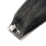 Tape in Human Hair Extensions 20 inch Double Side Tape Seamless Skin Weft Rooted Tape on Natural Hair Extensions 20pcs Long Straight Silky (50g,#1 Jet Black)