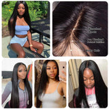 ISEE Hair 4x4 Lace Front Wigs Human Hair For Black Women Brazilian Straight Human Hair Lace Closure Wigs 180% Density Pre Plucked With Baby Hair Natural Color (14 Inch, Straight Human Hair Wigs)