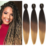 MYCHANSON 6packs EASY Braiding Hair Pre Stretched Braiding Hair Itch Free Synthetic Ombre Color Professional Braiding Hair Extensions for Crochet Braids Twist Hair (1B/Brown/Light Brown)