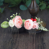 Fangsen Wedding Flower Berries and Greenery Hair Comb Wedding Bridal Headpiece Woodland Wedding Hair Accessories for Brides and Bridesmaids (Pink)