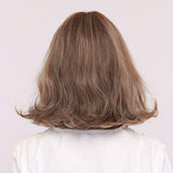 TopWigy Mix Brown Short Wig Short Wavy Bob Wig with Bangs Heat Resistant Fiber Hair Wigs for Women Shoulder Length Wig 14 Inches Daily