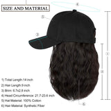 Qlenkay Baseball Cap Hair with 14 inch Wave Curly Bob Hairstyle Adjustable Wig Hat Attached Short Extensions Synthetic for Women Dark Brown