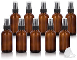 2 oz Amber Glass Boston Round Fine Mist Spray Bottle (10 pack) + Funnel
