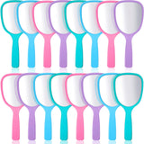 16 Pieces Handheld Hand Mirror Travel Makeup Mirror Handheld Cosmetic Mirror with Handle, Portable Vanity Mirror for Travel, Camping, Home, 4 Colors, 3.15 Inch Wide, 7.09 Inch Long