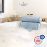 Blue Coast Collection–Bath Pillow for Tub with Konjac Sponge–Large Size for Bathtub, Hot Tub, Jacuzzi, and Home Spa–Non-Slip Luxury Support for Head, Neck, Back and Shoulders, 4 Strong Suction Cups