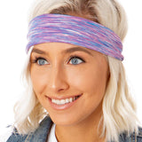 Hipsy Adjustable & Stretchy Xflex Band Wide Sports Headbands for Women Girls & Teens (Space Dye Violet/Grey/Mint Xflex Band 3pk)