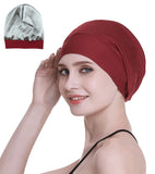 FocusCare Satin Lined Sleep Slouchy Cap Curly Girl Slap Headwear Gifts for Frizzy Hair Women