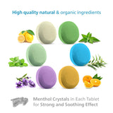 12 Shower Steamers with Strong Menthol Scent and Essential Oils - Eucalyptus, Lavender, Peppermint, Spearmint, Orange, Lemon - 2 oz/Each (12, Mix)