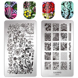 Ejiubas Double-Sided Flower Nail Stamping Plates Nail Art Stamping Kits Image Plates for Nails EJB-01 02