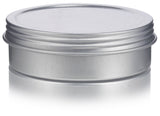 2 oz Metal Steel Tin Flat Container with Tight Sealed Twist Screwtop Cover (8 Pack)