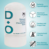 D-O 100% Natural, Crystal Deodorant Stick - Mini Travel Size, 2.125 Oz, No Aluminum Chlorohydrate, Parabens, Propyls, or Other Chemicals (6 Pack)