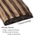 S-noilite Clip in Human Hair Extensions Balayage Clip in Hair Extensons 100% Real Human Hair One Piece/5 Clips 3/4 Full Head-Thicker Standard Weft 10 Inch/65g (#4/27 Medium Brown/Dark Blonde)