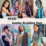 SEGO 24 Inch Jumbo Braiding Hair Jumbo Braid Hair Extensions Long Jumbo Braids for Box Braids Crochet Hair High Temperature Synthetic Fiber Single Color Grey 5 Bundle