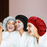 6 Pieces Large Satin Silk Bonnet Satin Sleeping Cap 2.36 Inch Elastic Wide Band Hat Adjustable Night Sleeping Hair Bonnet for Women Girls, 16.5 Inch in Diameter