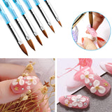 Kalolary 2Pcs Nail Art Dappen Dish with 6Pcs Acrylic Nail Brush Set, Mini Glass nail cup with lid Acrylic UV Gel DIY Brush Nail Crystal Cup Set for Acrylic Powder Liquid Styling Tool (Blue Brush)