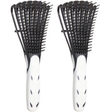 2 Pcs Detangling Brushes, Scalp Massage Comb Hair Detangler Brush for Curly 3a to 4c Kinky Wavy Coily Wet Dry Natural Long Thick Hair(Black)