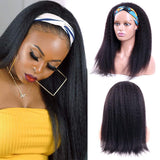 Piaoran Headband Human Hair Wigs Kinky Straight Brazilian Virgin Hair Headband Wigs Yaki Straight Machine Made Human Hair Wigs None Lace Front Wigs For Black Women 22inch