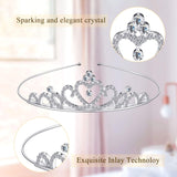 6 Pieces Girls Crystal Tiara Heart Rhinestone Tiara Crown Princess Crystal Headband for Kids Wedding Prom Birthday Party