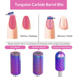 Tungsten Carbide Electric Nail Drill Bits Set for Acrylic Nails 3/32”, Emery Safety Professional Cuticle Diamond Bits for Manicure Efile, 7 Pieces Acrylic Gel Nail Kits Nail Art Salon Tools Home Use