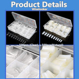 1000pcs Clear and Natural French False Nails Tips Press on Fake Nails Acrylic Nails 10 Sizes for Nail Salons and DIY Nail Art (2x500pcs)