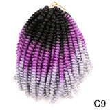 Yisimei Spring Twist Hair Ombre Color 3PCS/Lot Spring Twist Crochet Hair 18 Colors Avaliable Hight Temperature Fiber Hair Extensions (8“ 3PCS/Lot, C5)