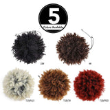 2Pcs Afro Puff Drawstring Ponytail Short Kinky Curly Fluffy Afro Bun Wrap-Wig Around with 2 Clips Ombre Color Hair Puff Synthetic Hairpiece for black women(Black)