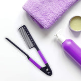 Herstyler Straightening Comb For Hair - Flat Iron Comb For Great Tresses - Hair Straightener Comb With A Grip - Keratin Comb For Knotty Hair - Hot Iron Comb To Smooth Hair - Trendy Set of 2 - Purple