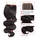 CYNOSURE Hair Brazilian Body Wave Closure 100% Unprocessed Brazilian Virgin Human Hair Closure Natural Black (18inch closure, Free Part Closure)