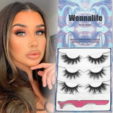 3D Mink Lashes, 20-25mm Dramatic Mink Eyelashes Full Strips False Mink Lashes 3 Pairs 1 Pack Fluffy Handmade False Eyelashes 3 Styles from WENNALIFE, HOT SUMMER