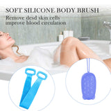 Silicone Back Scrubber for Shower, Updated Long Exfoliating Bath Body Brush, Easy to dry and Soft Massage Skin Bath Towel with Sponge Bubble Brush, Improves Skin's Health and Beauty (purple)