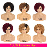 Yingrun Short Kinky Curly Human Hair Wigs, 100% Brazilian Remy Hair Full Head Curly Wave Bob Wigs, None Lace Front Glueless Wigs for Black Women (8 Inch, 1 B)