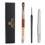 A&K LYDIA Acrylic Nail Brush Crimped for acrylic application Manicure crystal Powder Pedicure-2pcs Pure 100% Konlisky Sable hair Acrylic Nail Detail and Nail Art Liner Brush Wooden handle (Size #12)