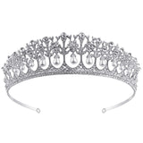 VIJIV Royal Crystal Tiara Wedding Crown Headband Princess Headpieces Bridal Hair Accessories Party Supplies Silver