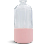 Just Like Joan Clear Glass Spray Bottle with Silicone Sleeve – 16 oz. Reusable Container – Zero-BPA Refillable Sprayer – Non-Slip Bottom Cover (Blush Pink)