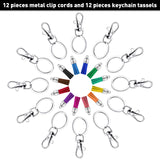 36 Pieces Colorful Chapstick Holder Lipstick Holder Keychains with Keychain Tassels and Metal Clip Cords for Lipstick, Chapstick, Lip Balm, 12 Colors
