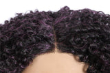 DQ Kinkys Curly Afro Lace Front Wigs Synthetic 16 Inch L Part Heat Resistant Replacement Wigs for Women, Hand Tied Natural Hairline Half Machine Made 90% Black Color Mixed 10% 99J(16 inch, Mixed 99J)