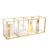 Feyarl Gold Glass Makeup Brush Holder Storage Container Ring Earring Holder Clear Glass Decorative Pen Pencil Holder Beauty Display