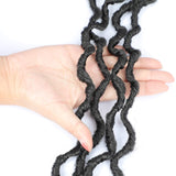 18 Inch Wavy Gypsy Locs Crochet Hair Tricolour Braiding Hair Gypsy Faux Locs Crochet Hair 3 Tone Ombre Curly Goddess Faux Locs Butterfly Locs Crochet Hair 24 Strands African Roots Braid(6Pcs,1B)