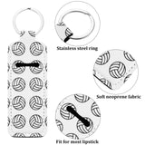 16 Pieces Chapstick Holder Keychains Volleyball Lipstick Balm Holder Keychain Clip-on Chapstick Sleeve Pouch with 16 Pieces Metal Clip Cords for Chapstick Tracker