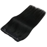 VeSunny Black Hair Extensions Halo Hair with Clip Hidden Invisible Crown Halo Hair Extensions Black Human Hair Straight Halo Extensions Black 80g