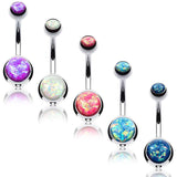 BodyJ4You 20PC Professional Piercing Kit Stainless Steel 14G Created-Opal Belly Navel Piercing Ring