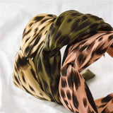 3 Pcs Headbands for Women Knotted Headbands Leopard Print Wide Headbands for Women Fashion Knot Headband Hair Accessories for Women's and Girls (pink, green, khaki)