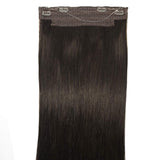 GOO GOO Halo Hair Extensions Human Hair Dark Brown Hairpiece 14 Inch 70g Flip in Remy Human Hair Extensions Straight Hidden Crown Wire Hair Extensions