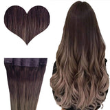 18"/18 Inch Balayage Ombre Halo Human Hair 100g Medium Brown Fading to Platinum Blonde Straight Halo Real Hair Extensions Remy Hair