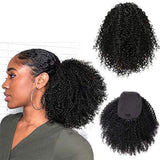 Gemily Afro Ponytail Extension Kinky Curly Long Black Synthetic Drawstring Hairpiece Natural Pony Tail Hair Wraps for Black Women