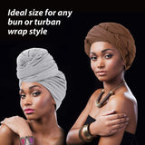 2 Pieces Stretch Head Wrap Scarf Stretchy Turban Long Hair Scarf Wrap Solid Color Soft Head Band Tie for Women (Brown, Light Gray)